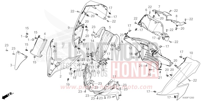 FRONT COVER/METER PANEL (NSS125ADM/N) for Forza 125 MAT CYNOS GRAY METALLIC (NH312) from 2021